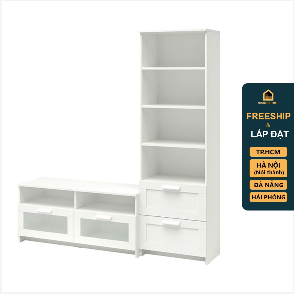 KALUA, COMBO Kệ TV 2 hộc kéo kết hợp kệ tủ cao STO_052, 180x41x190cm