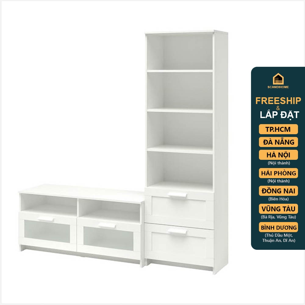 KALUA, COMBO Kệ TV 2 hộc kéo kết hợp kệ tủ cao STO_052, 180x41x190cm