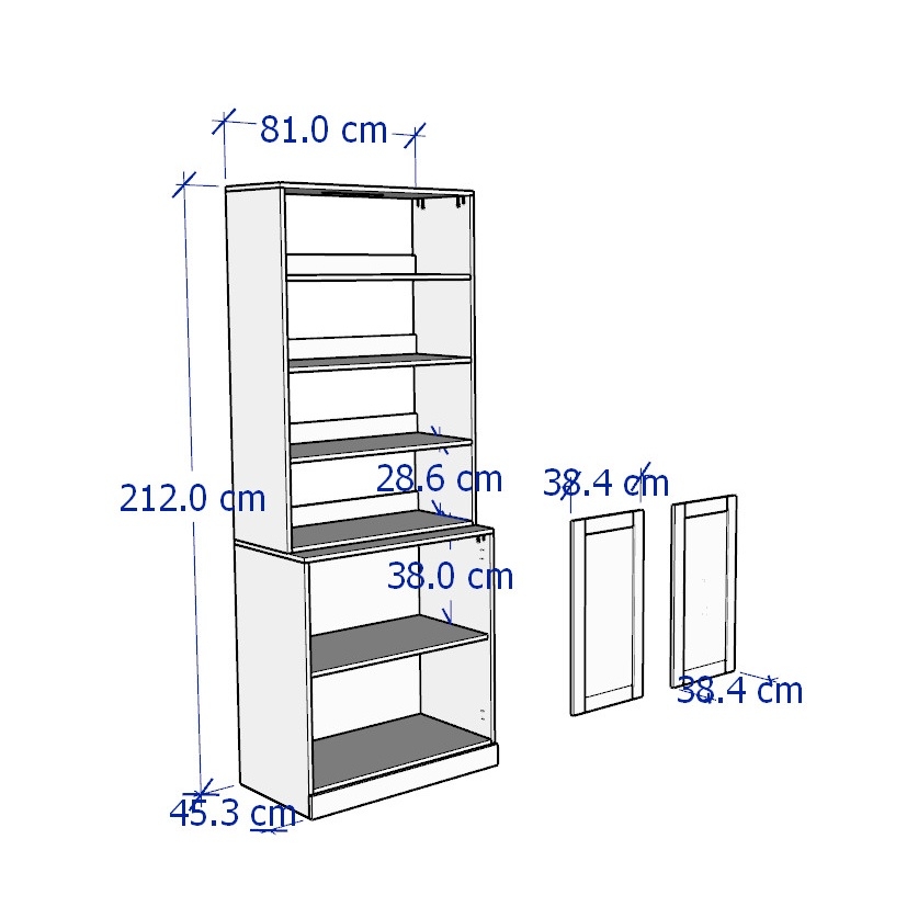 BODO, Kệ tủ trưng bày 4 tầng SHE_031, 81x47x212cm
