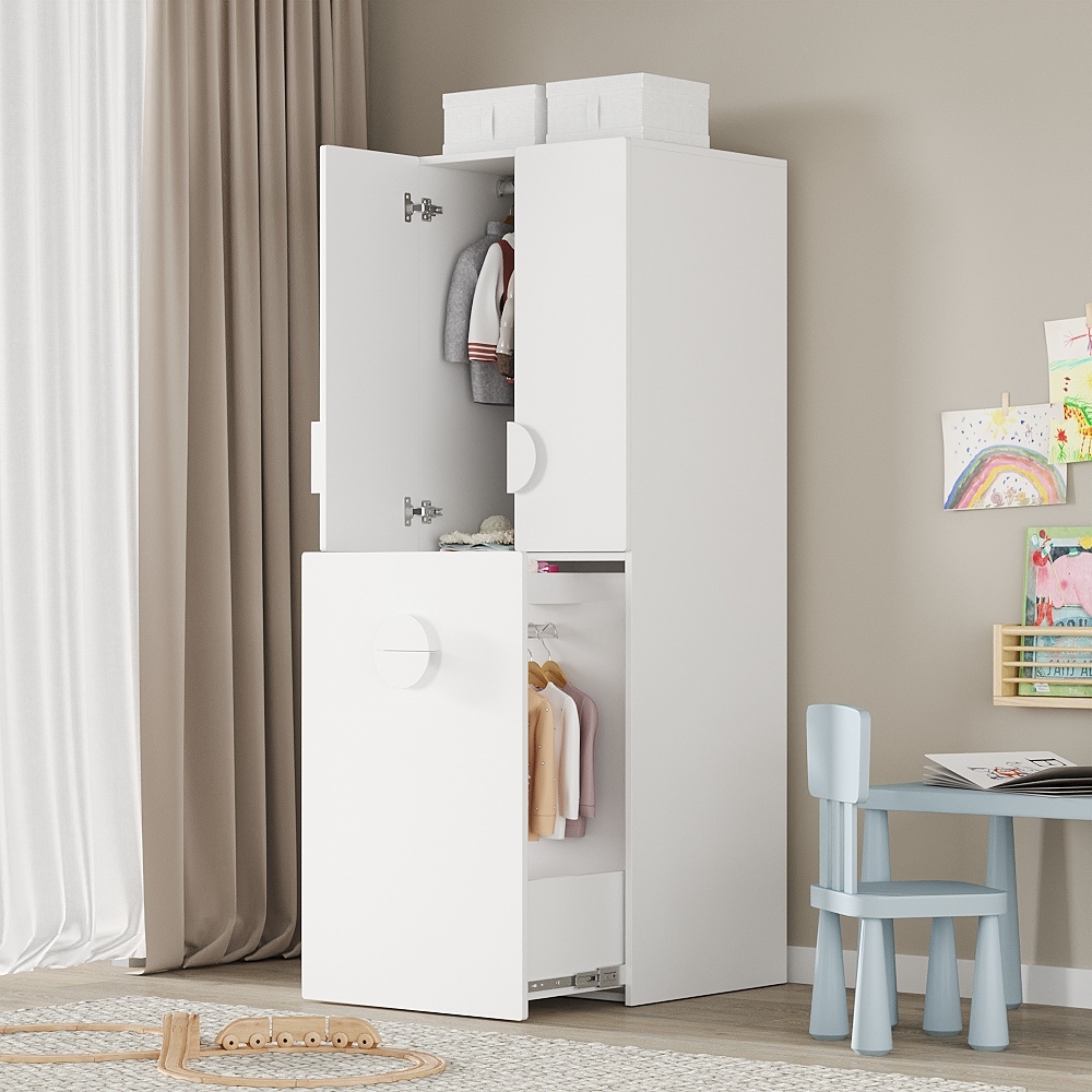 ZANOTTA, Tủ quần áo treo 2 tầng kèm tay nắm WAR_009, 60x57x180cm