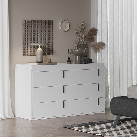 RIKKE, Tủ lưu trữ đựng đồ dùng 3 tầng 6 ngăn kéo DRA_218, 122x40x70cm