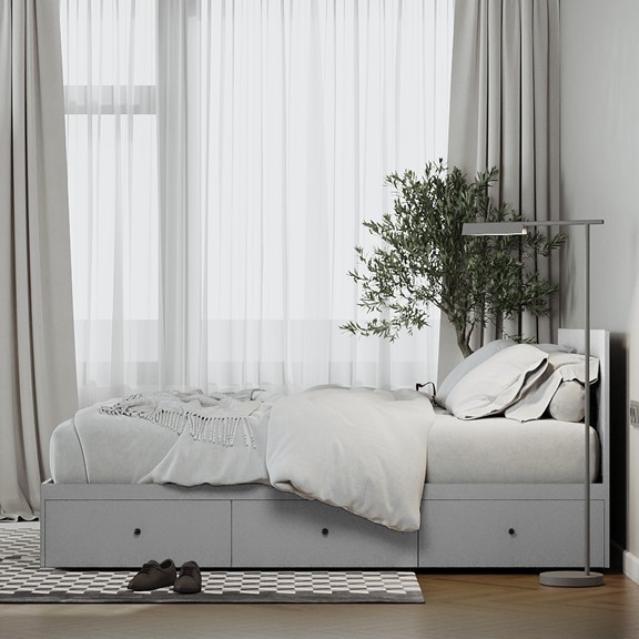 JESSE, Giường ngủ 3 hộc tủ kéo phong cách hiện đại BED_106, 203x80cm