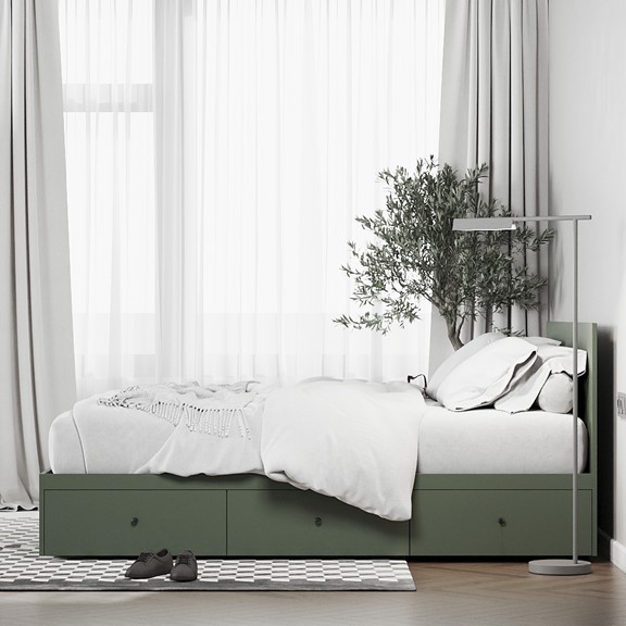 JESSE, Giường ngủ 3 hộc tủ kéo phong cách hiện đại BED_106, 203x80cm