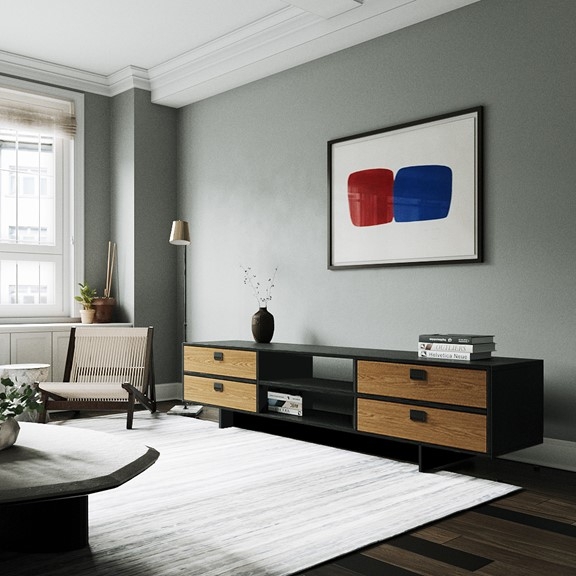 HENRY, Kệ TV 4 ngăn kéo hiện đại TVD_056, 200x40x45cm