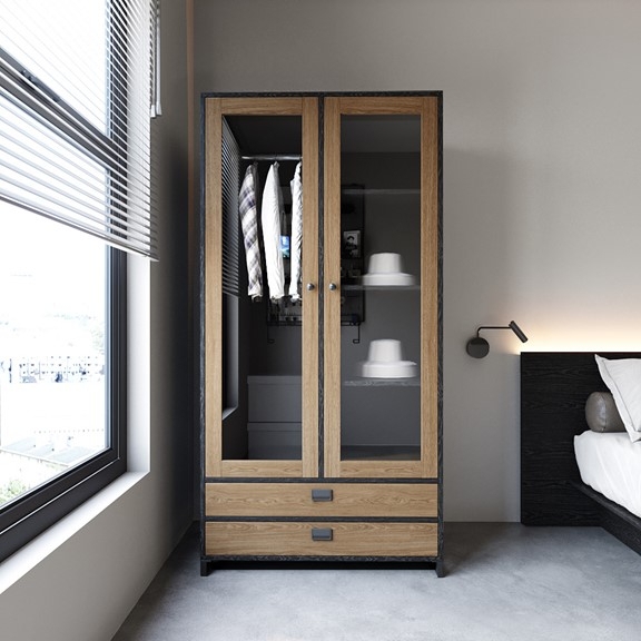 HENRY, Tủ quần áo 2 gian hiện đại WAR_104, 89x59x180cm, Scandi Home