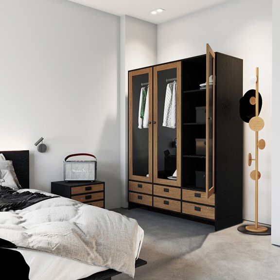 HENRY, Tủ quần áo 3 gian hiện đại WAR_103, 135x59x180cm