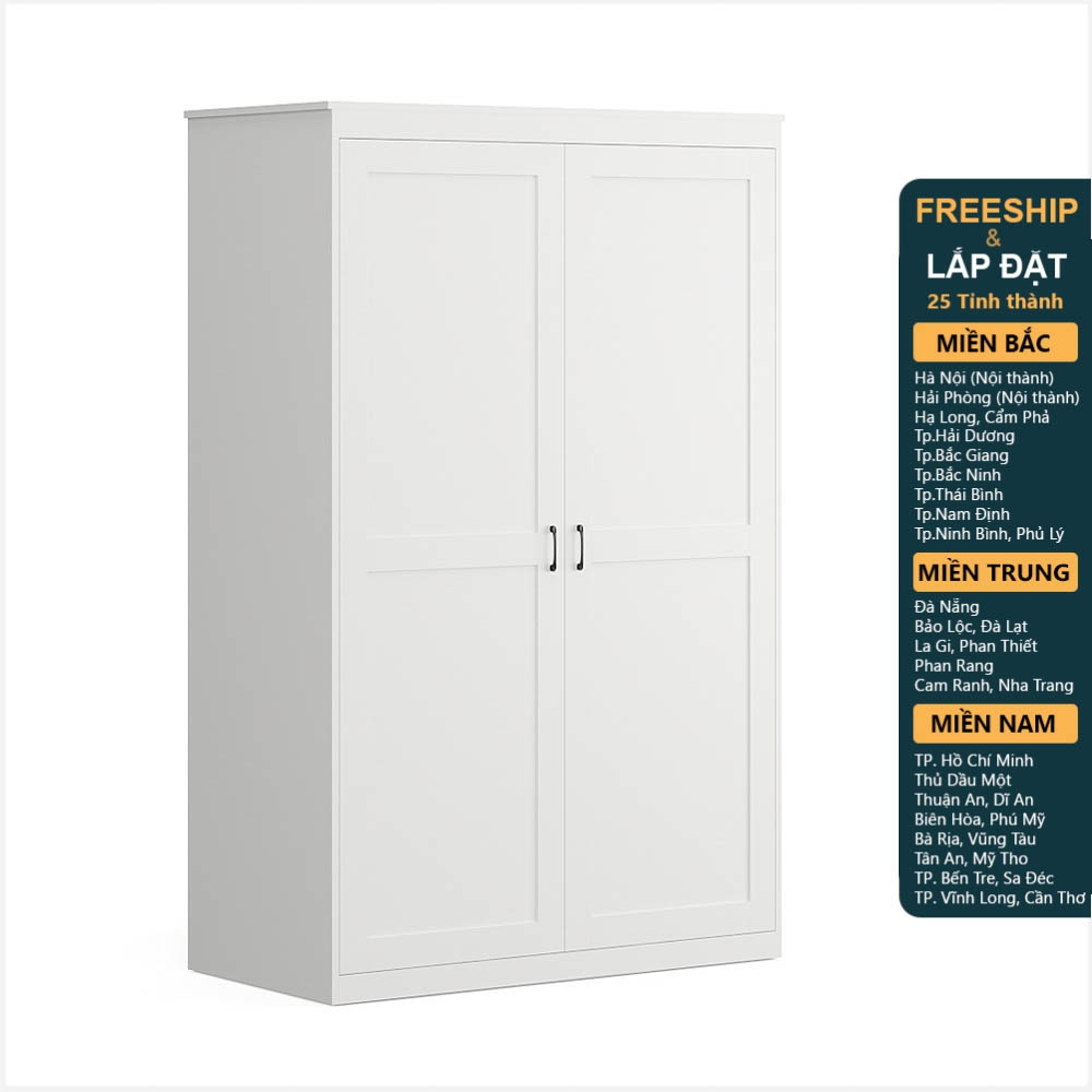 SENGE, Tủ quần áo 2 cánh mở tân cổ điển WAR_037, 122x60x190cm