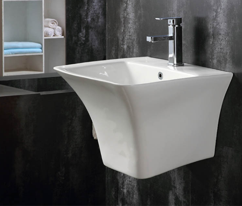 Chậu Lavabo Treo Tường Liền Chân LC01