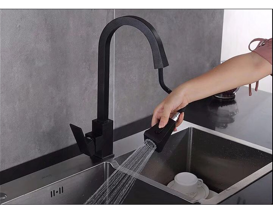 Vòi Rửa Bát Dây Rút Nóng Lạnh KB 8112BL