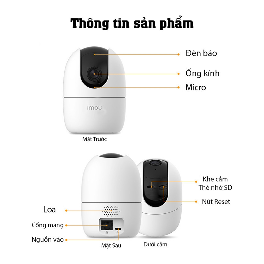 Camera IWIFI IMOU IPC-A42P-L-V3 4MP- đàm thoại 2 chiều + Thẻ nhớ 64G (bao công lắp đặt)