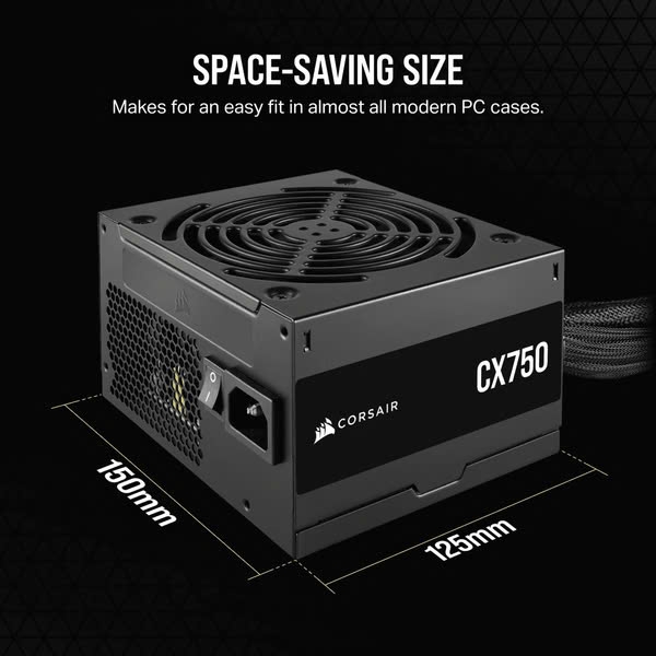 Nguồn máy tính Corsair CX750 (80 Plus Bronze/ Màu Đen)