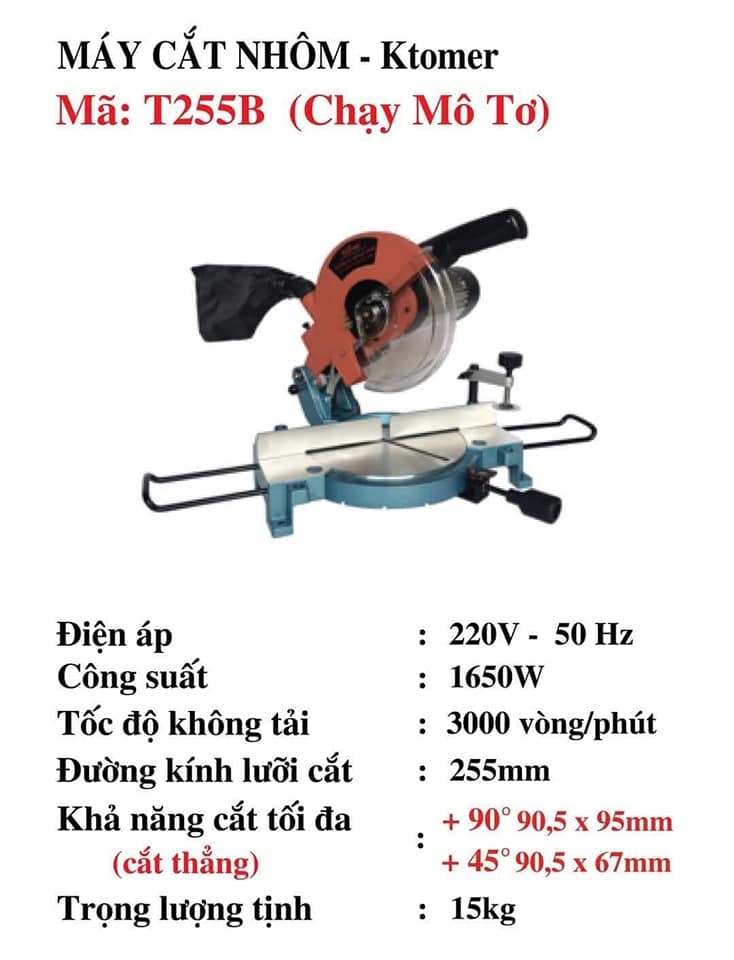 Máy Cắt Nhôm Ktomer T255B 1650W