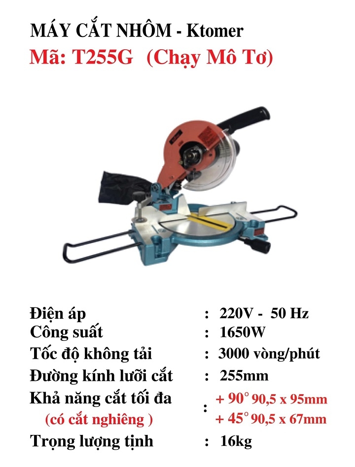 Máy Cắt Nhôm Ktomer T255G 1650W