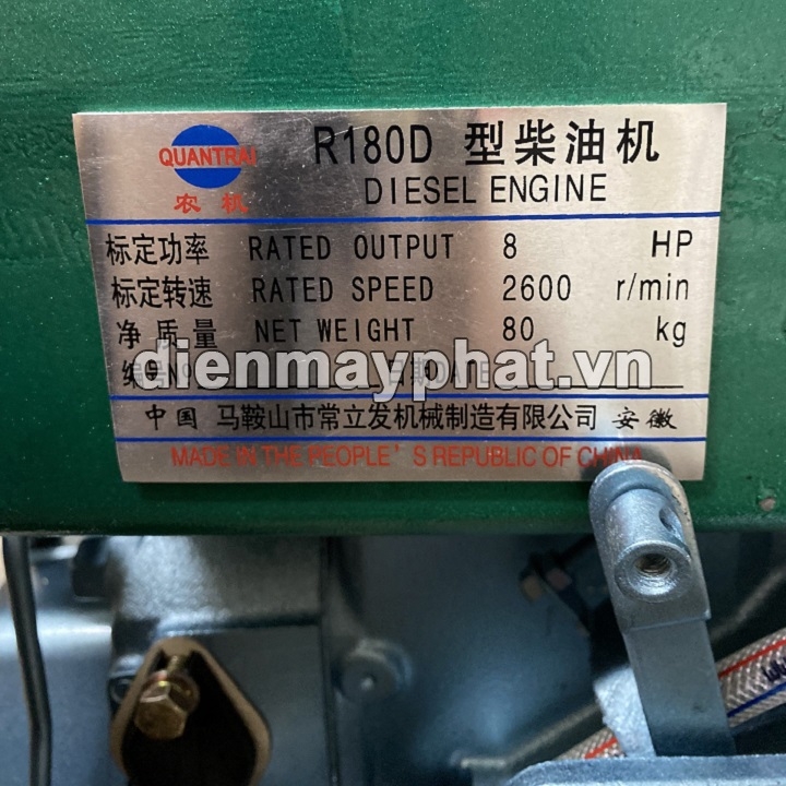 Máy Nổ – Động Cơ Dầu Quantrai 8HP QT R180D (D8 Nước Đề)