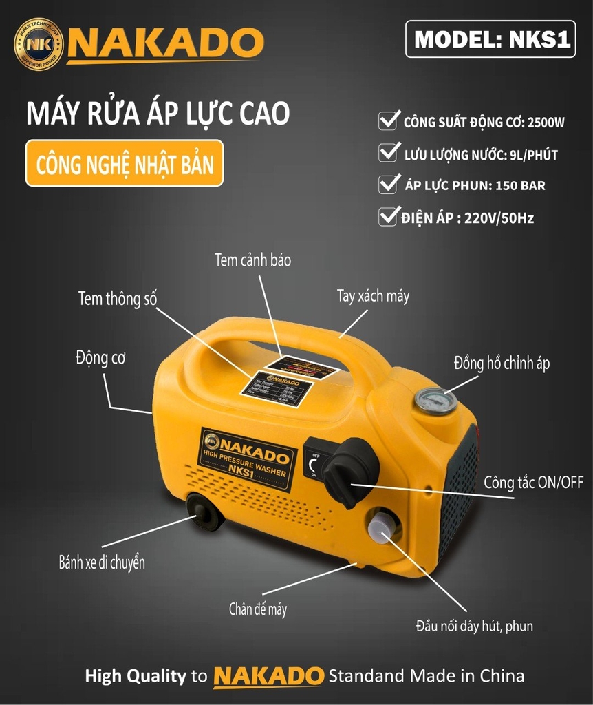 Máy Rửa Xe Nakado 2500W NKS1