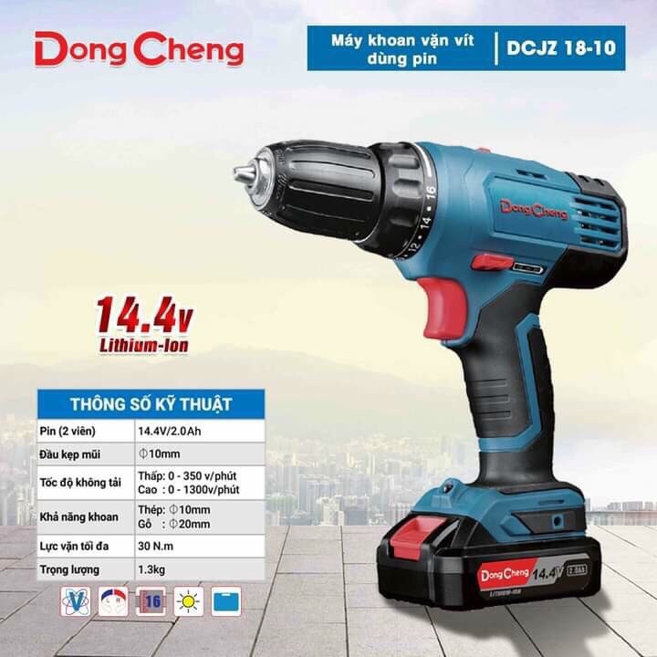 Máy Khoan Vặn Vít Dùng Pin DongCheng DCJZ18-10 14.4V