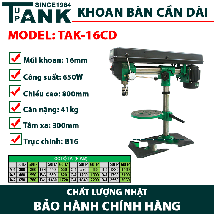 Máy Khoan Bàn Cần Dài Tupank 550W TAK-16CD