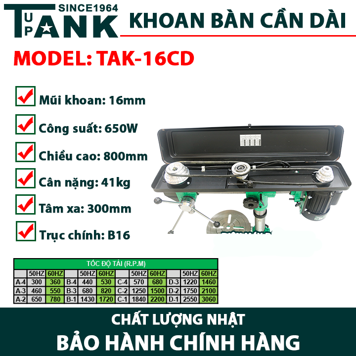 Máy Khoan Bàn Cần Dài Tupank 550W TAK-16CD