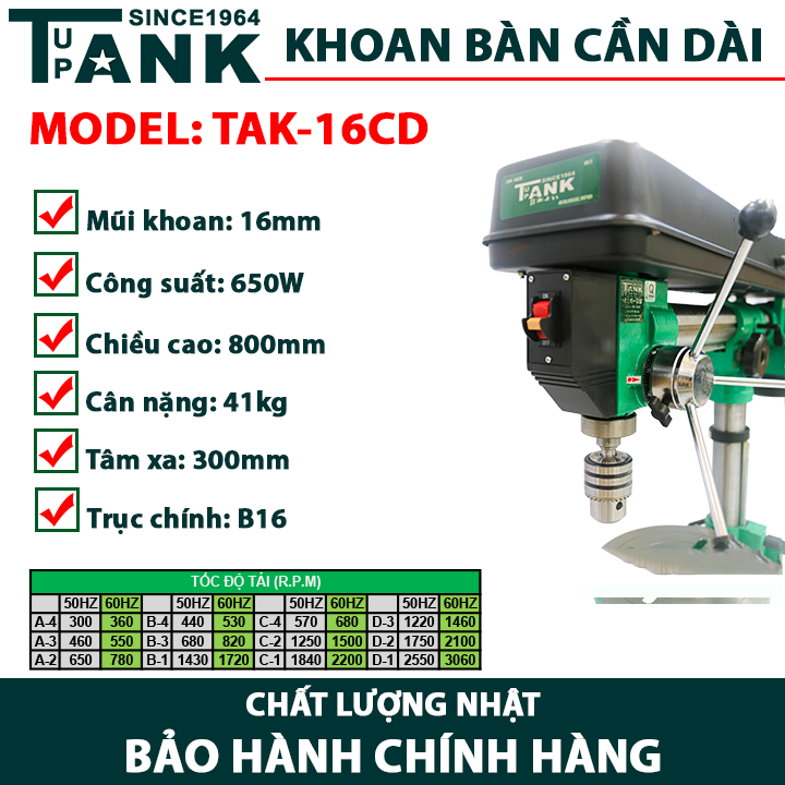 Máy Khoan Bàn Cần Dài Tupank 550W TAK-16CD