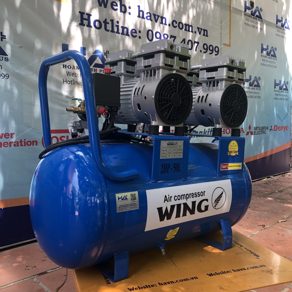 Máy Nén Khí Không Dầu Wing 2HP 50L TW-OF750X2-50L