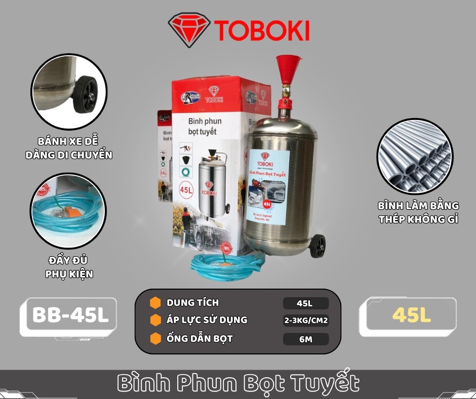 Bình Phun Bọt Tuyết Inox 45L Toboki BB-45L