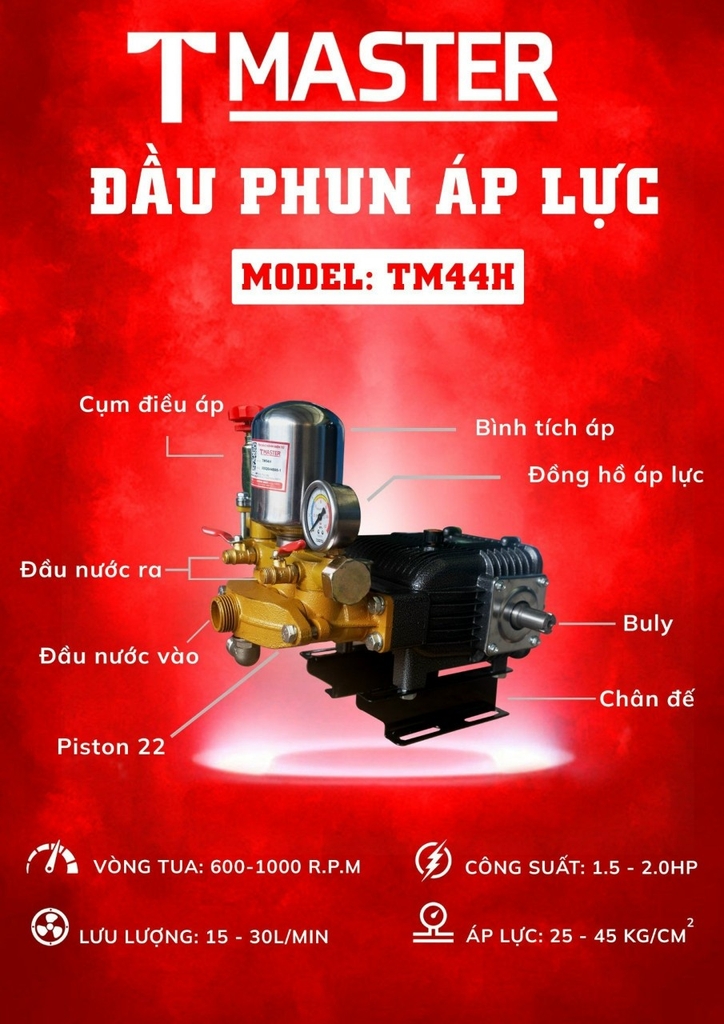 Đầu Xịt Áp Lực 2HP Tmaster TM44H