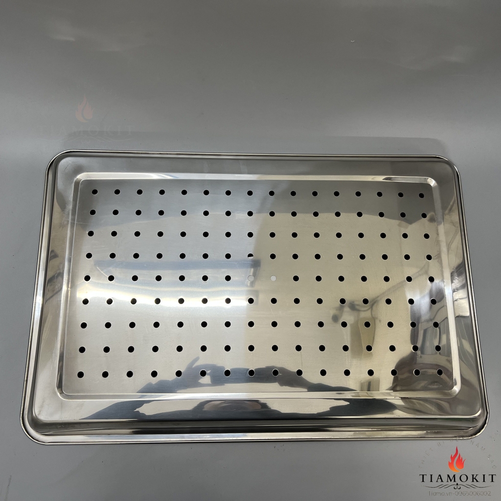 Khay đục lỗ inox chữ nhật kích thước 40x60x5 cm sus 201 loại dày