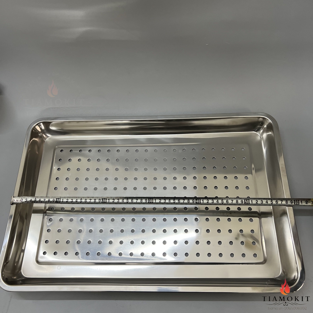 Khay đục lỗ inox chữ nhật kích thước 40x60x5 cm sus 201 loại dày