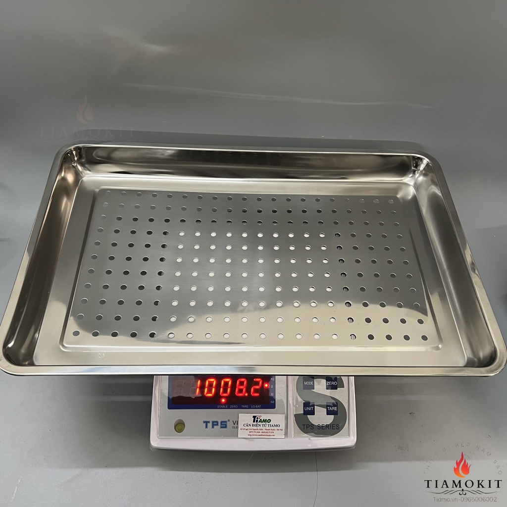 Khay đục lỗ inox chữ nhật kích thước 40x60x5 cm sus 201 loại dày