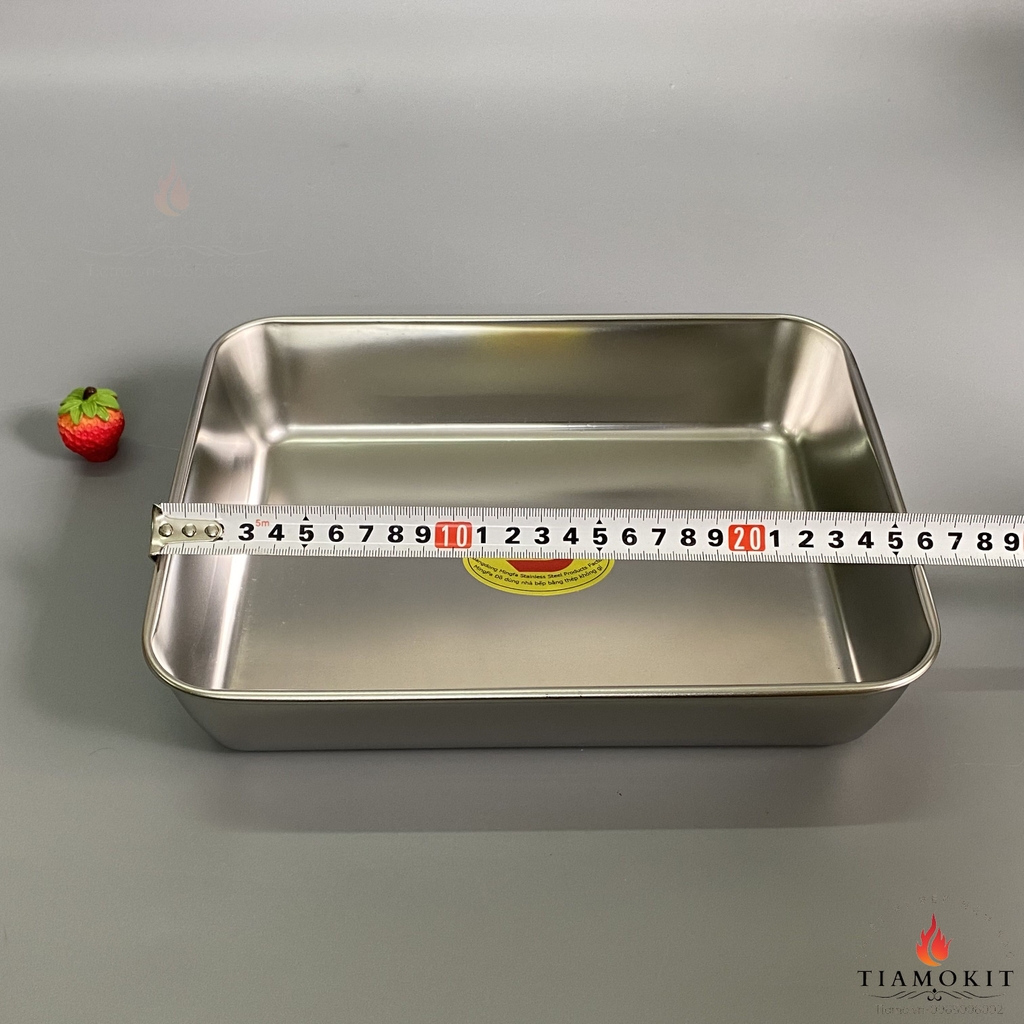 Khay chữ nhật,  khay nướng bánh 25x20x5,5 cm Inox 201