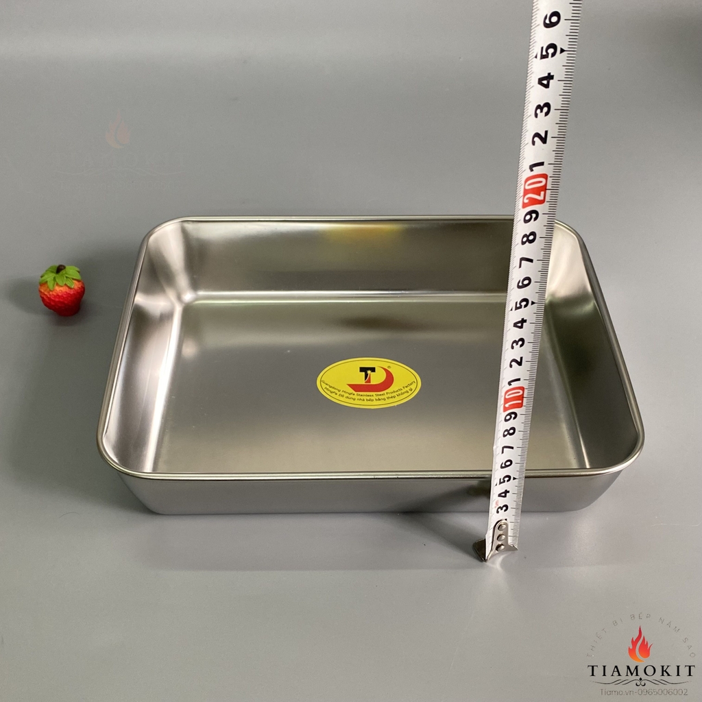 Khay chữ nhật,  khay nướng bánh 25x20x5,5 cm Inox 201