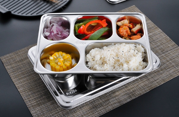Khay inox chia cơm 5 ngăn K22- KM
