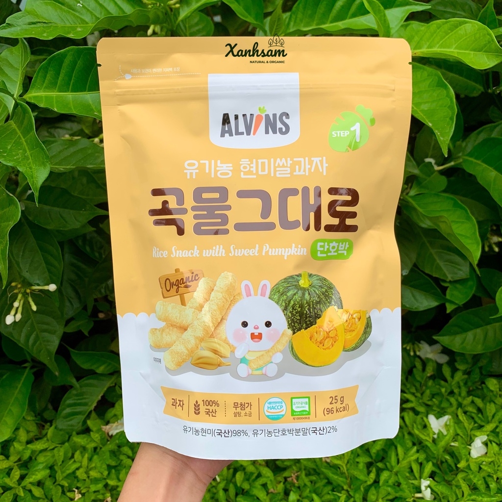 BÁNH GẠO LỨT ĂN DẶM HÀNH TÂY dạng que cho bé ( TỪ 6 THÁNG TUỔI) - Alvins - Hàn Quốc 25g