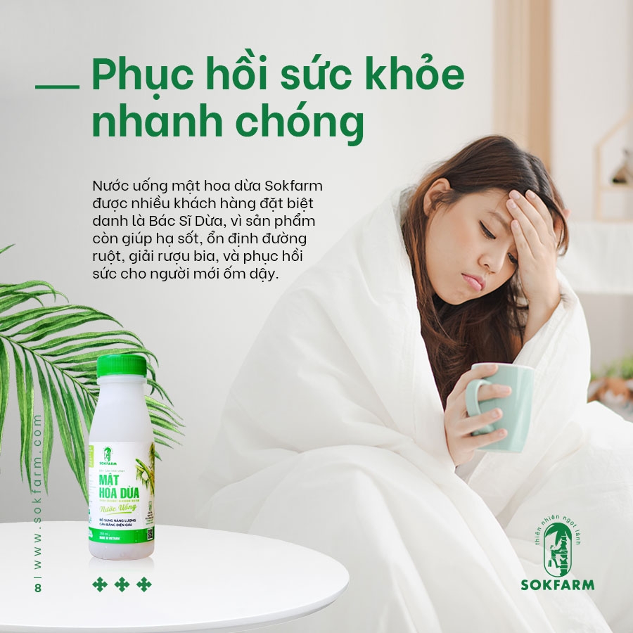 Nước uống Mật Hoa Dừa tự nhiên 200ml - SokFarm - Trà Vinh