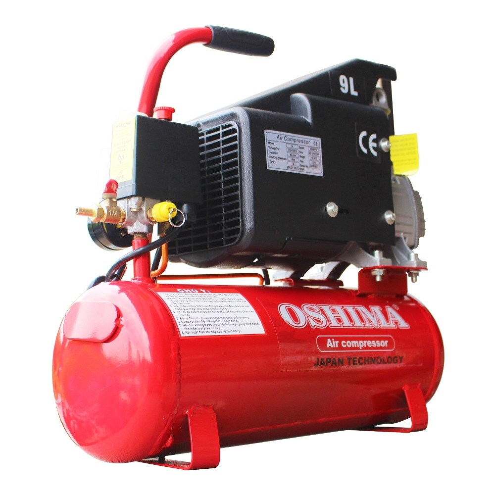 Máy nén khí Oshima 9L 1.0HP Đỏ Điện 1 pha (có dầu, nhanh, dây đồng)