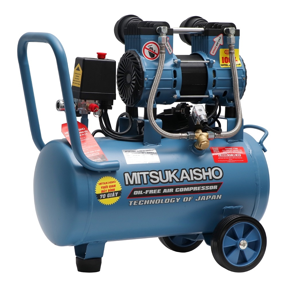 Máy nén khí Mitsukaisho 24-2.0 2.0HP Xanh dương Điện 1 pha (Không dầu,nhanh,dây đồng)