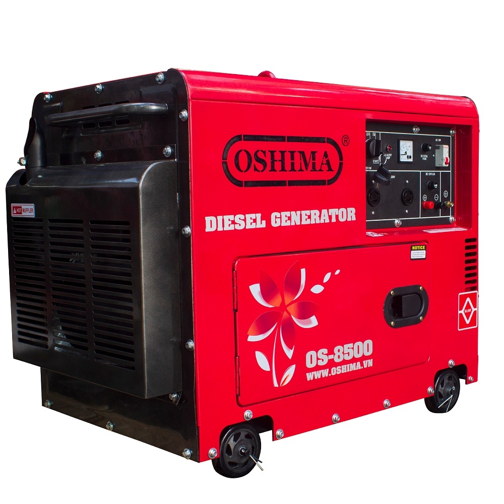 Tổ máy phát điện Oshima OS 8500 7KW Đỏ 4 thì (chạy dầu)