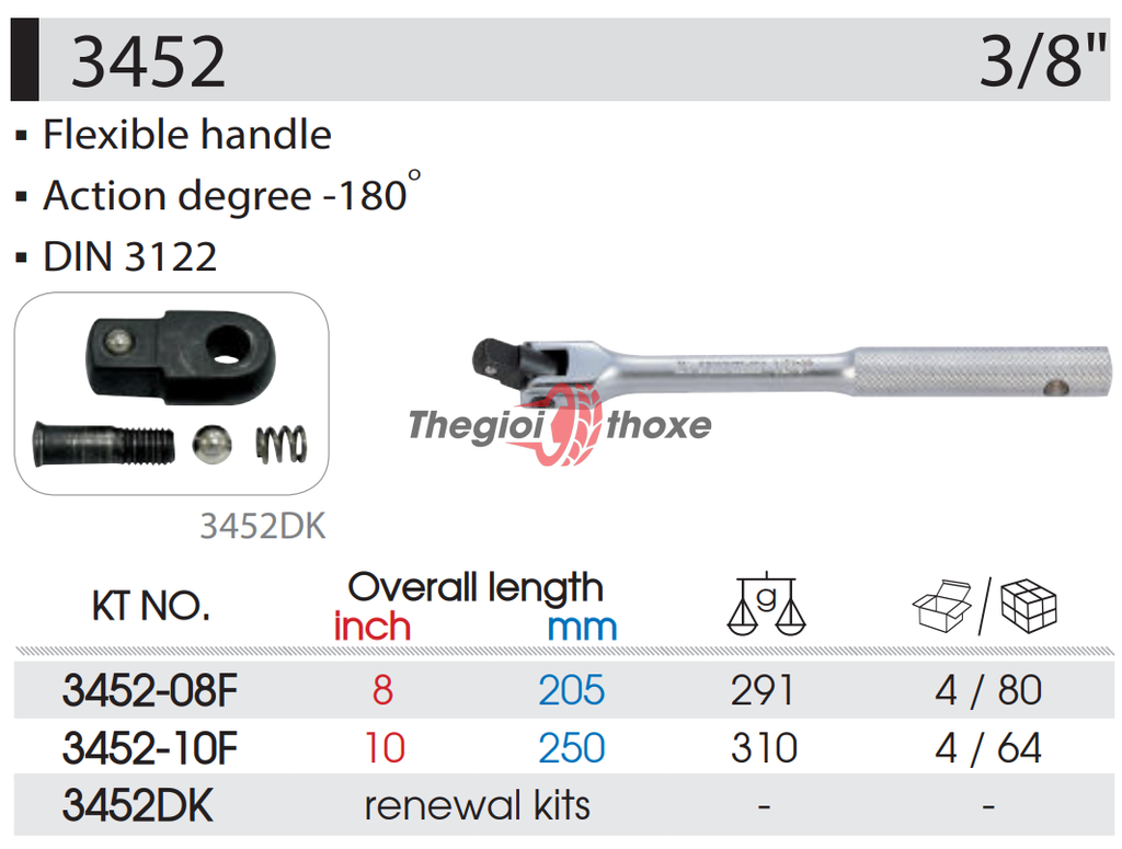 Tay vặn ốc lắc léo 3/8