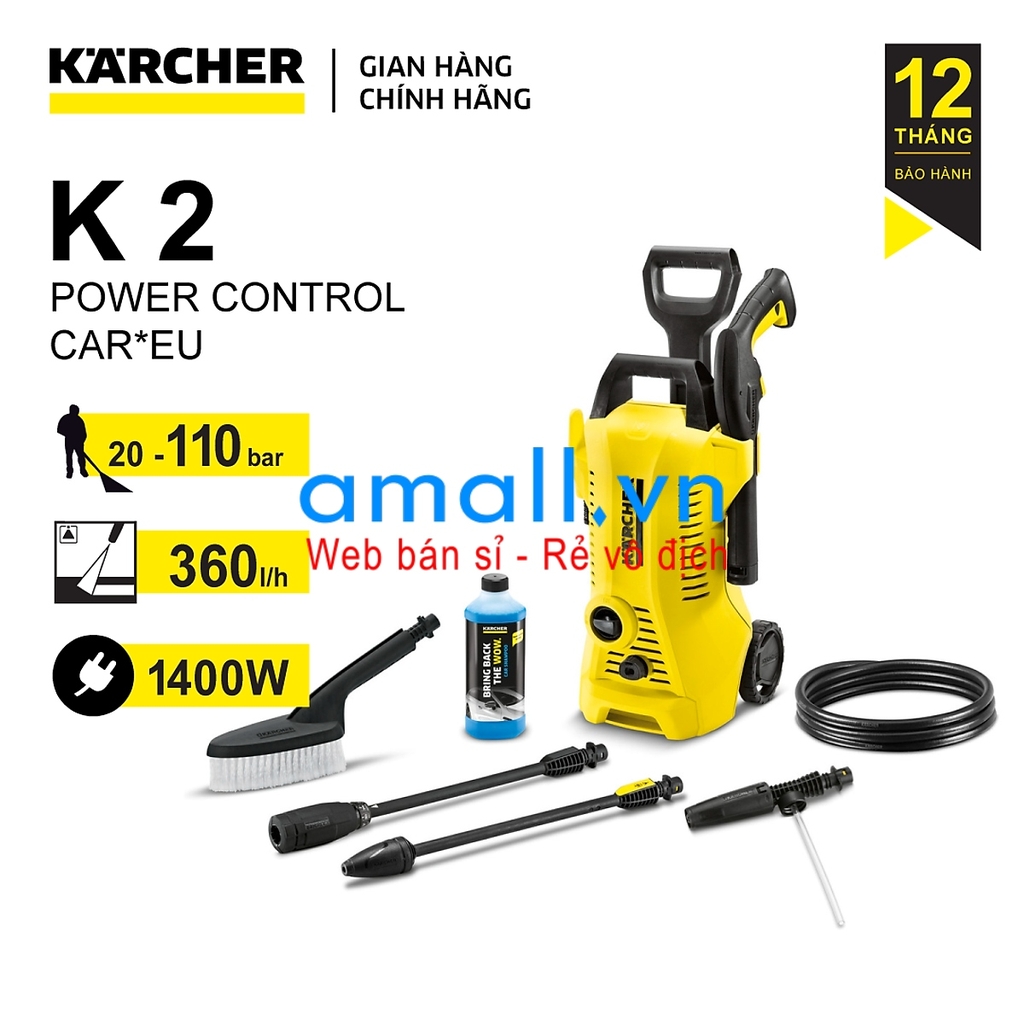 MÁY LÀM SẠCH ÁP LỰC KARCHER K2 POWER CONTROL CAR & HOME, HÀNG CHÍNH HÃNG NHẬP KHẨU TỪ ĐỨC