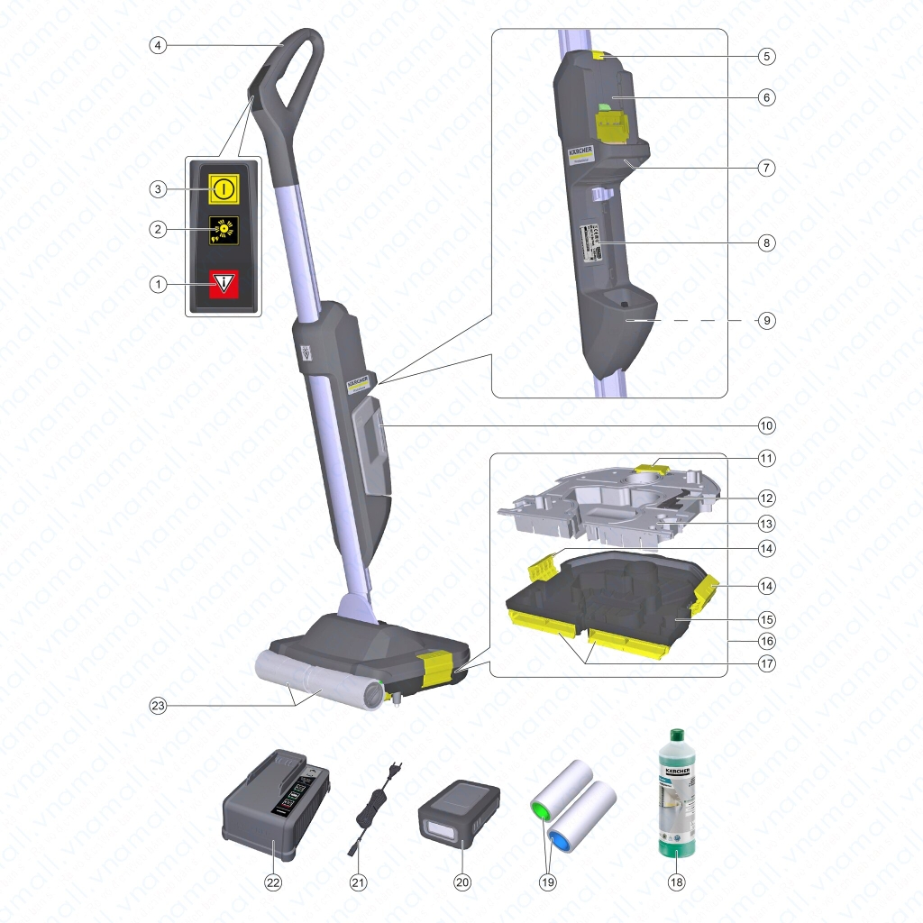 MÁY CHÀ SÀN LIÊN HỢP KHÔNG DÂY KARCHER BR 30/1 C Bp Pack, HÀNG CHÍNH HÃNG THƯƠNG HIỆU CỦA ĐỨC