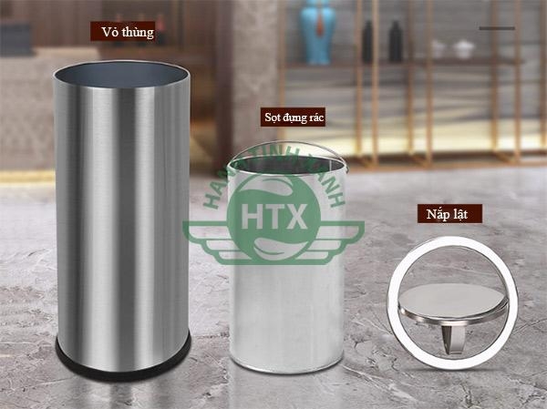 Thùng rác inox nắp lật kích thước 480mm x 830mm