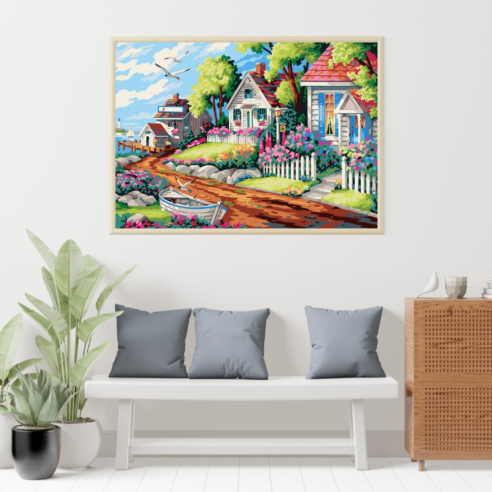 Tranh số hóa - Ngõ hoa rực rỡ đã căng khung 40x50cm 24 màu
