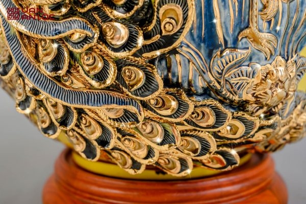 Bình Hút Lộc Công Danh Phú Quý Men Vàng Vẽ Vàng Bát Tràng