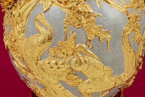 Bình Hút Lộc Diên Niên Trường Thọ Men Rạn Dát Vàng Bát Tràng