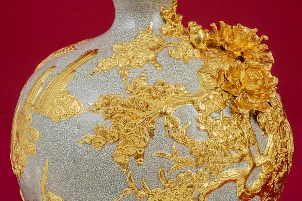 Bình Hút Lộc Diên Niên Trường Thọ Men Rạn Dát Vàng Bát Tràng