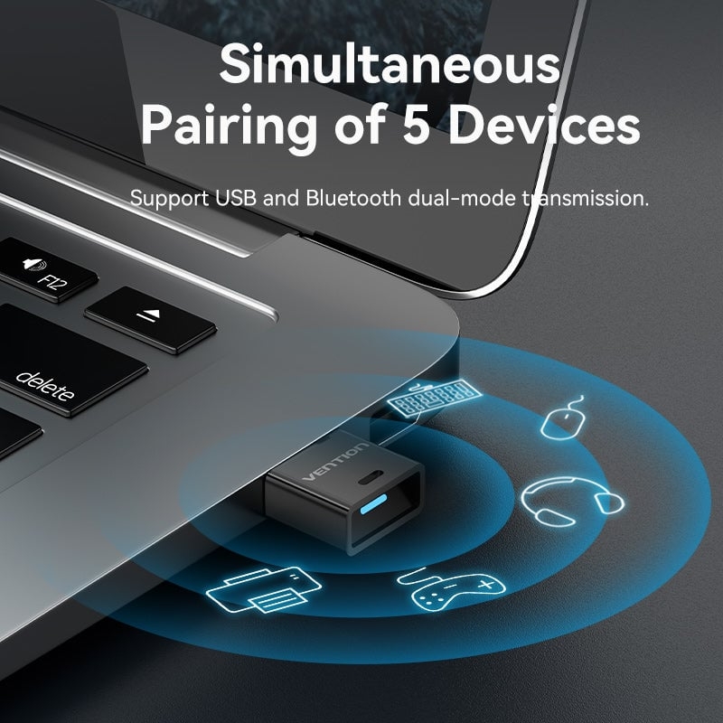 USB Bluetooth VENTION NAH (Bluetooth v5.3, Kết Nối Cùng Lúc 5 Thiết Bị, 24bit/192kHz)