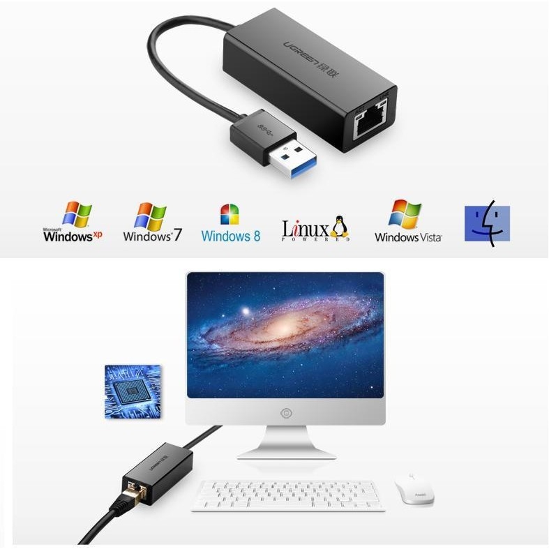 Cáp chuyển đổi UGREEN USB 2.0  ra LAN/RJ45 10/100Mbps Ethernet Adapter