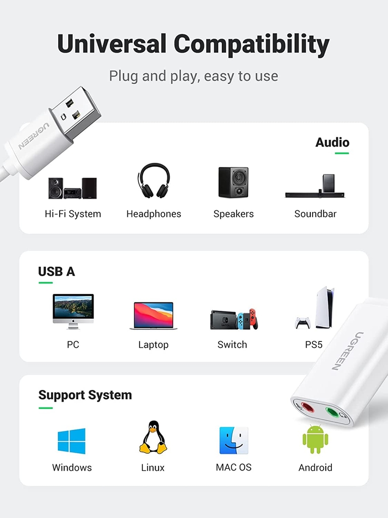 UGREEN USB 2.0 External Sound Adapter