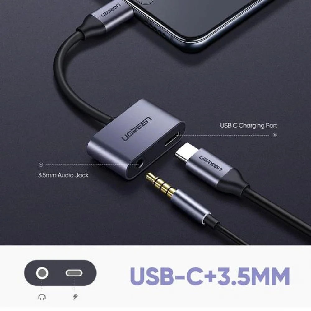 UGREEN 2 Ports USB-C Hub + 3.5mm Audio CM193 50596