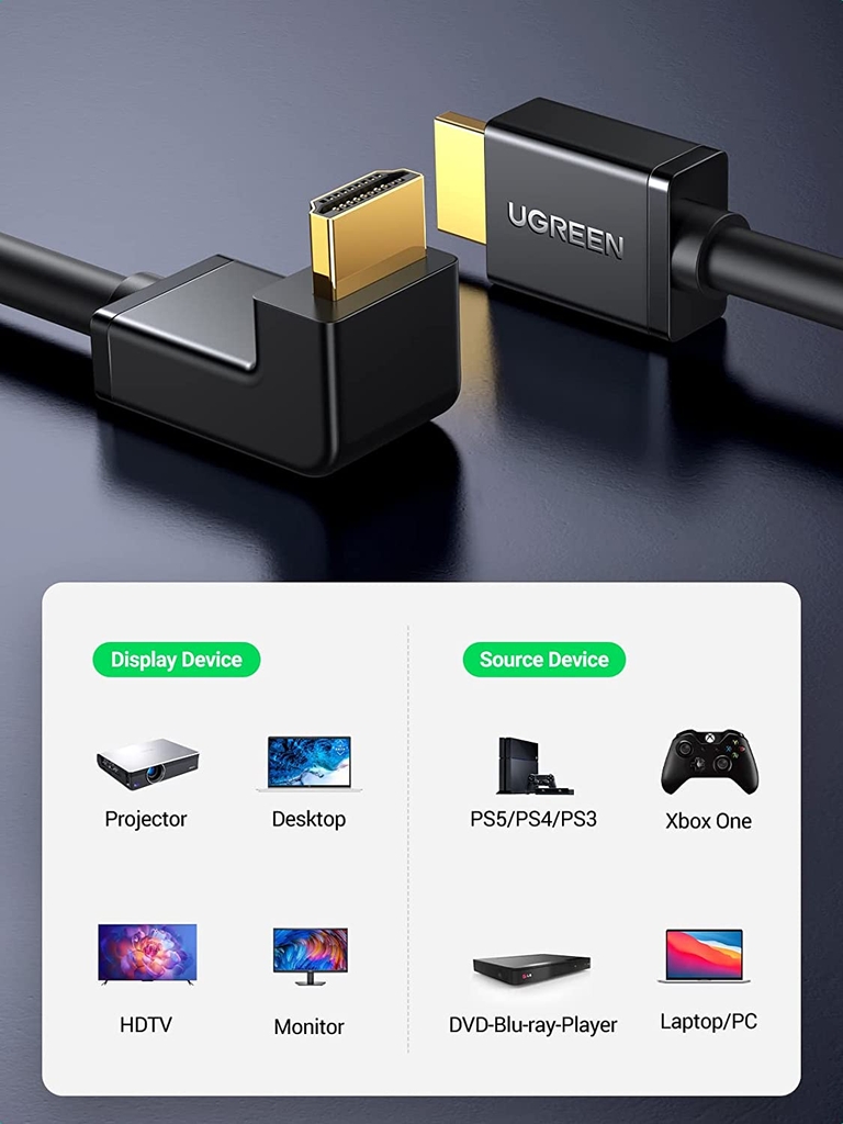 UGREEN HDMI 2.0 Cable Right Angle 90 Degree HD103